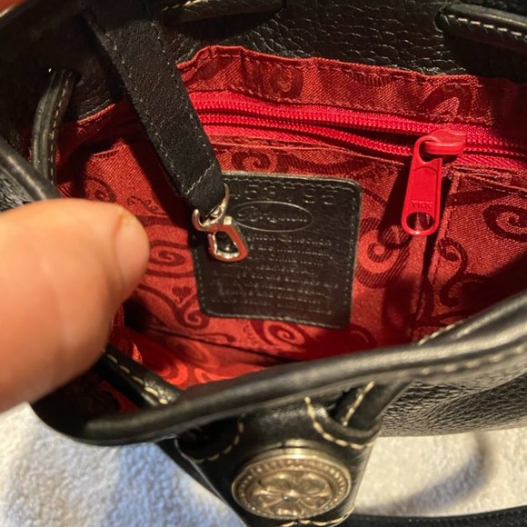 Brighton Heart Black Leather Medium Crossbody Shoulder Purse - Picture 11 of 11